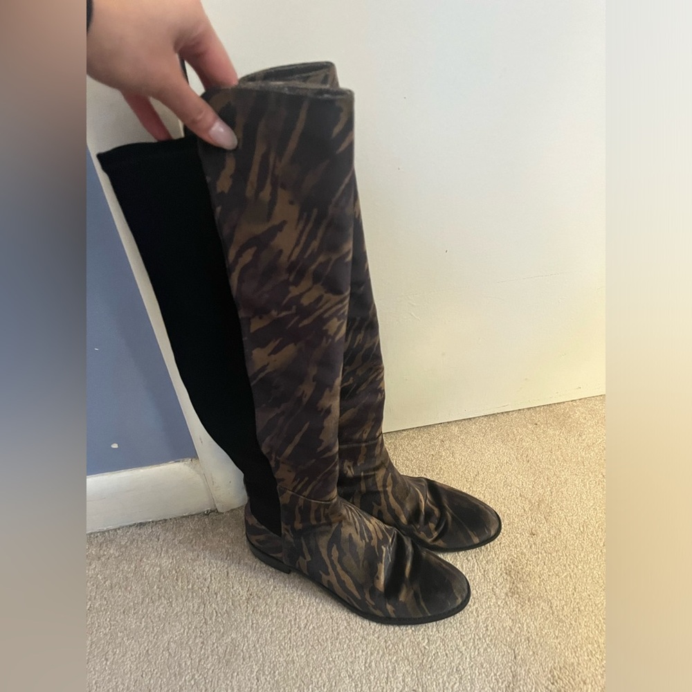 STUART WEITZMAN Animal Print Over The Knee Boots